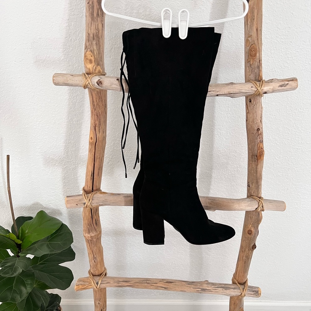 Black Suede High Heel Boots